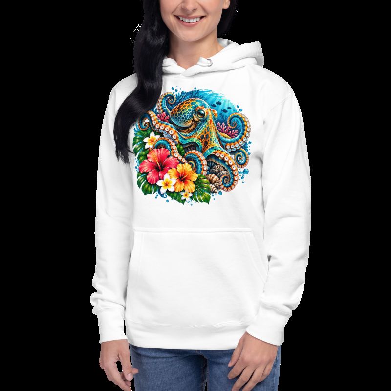 Sweat Shirt à capuche Unisexe - Homme ou Femme - Pieuvre