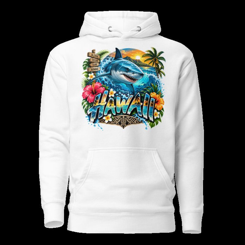 Sweat Shirt à capuche Unisexe - Homme ou Femme - Requin Hawaii Aumakua