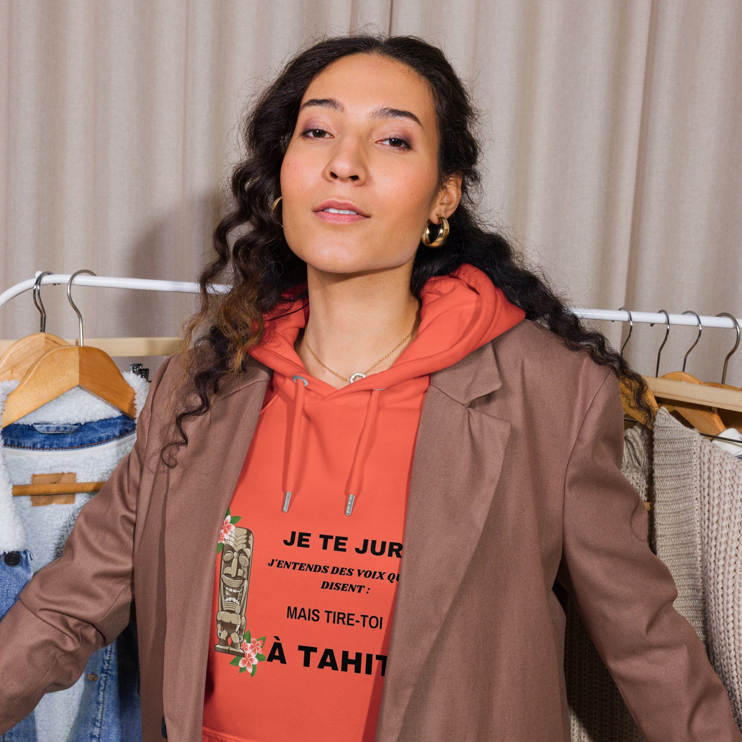 Sweat à capuche écologique Raglan unisexe - Tire Toi à Tahiti - Polynésie