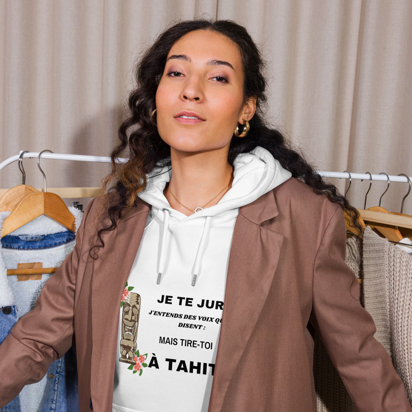Sweat à capuche écologique Raglan unisexe - Tire Toi à Tahiti - Polynésie