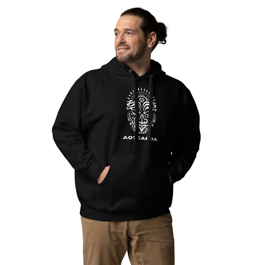 Sweat Shirt  à capuche Blanc Unisexe - Homme ou Femme - Visage Maori  - AOTEAORA
