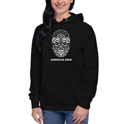 Sweat Shirt  à capuche Unisexe - Homme ou Femme - Visage Maori  - AROHA NUI