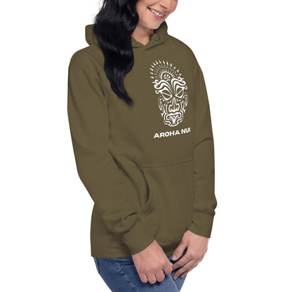 Sweat Shirt  à capuche Unisexe - Homme ou Femme - Visage Maori  - AROHA NUI