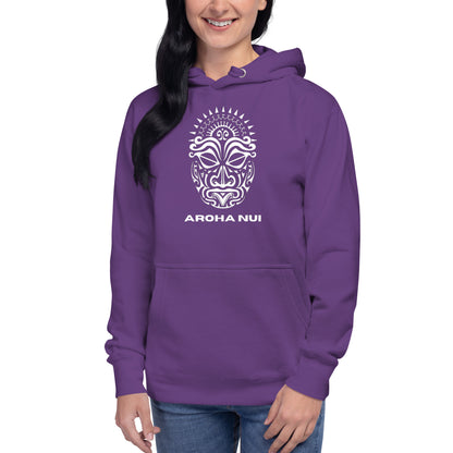 Sweat Shirt  à capuche Unisexe - Homme ou Femme - Visage Maori  - AROHA NUI