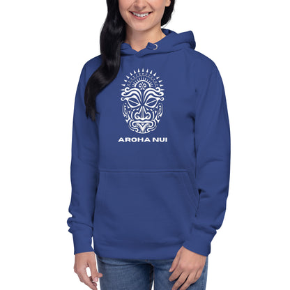 Sweat Shirt  à capuche Unisexe - Homme ou Femme - Visage Maori  - AROHA NUI