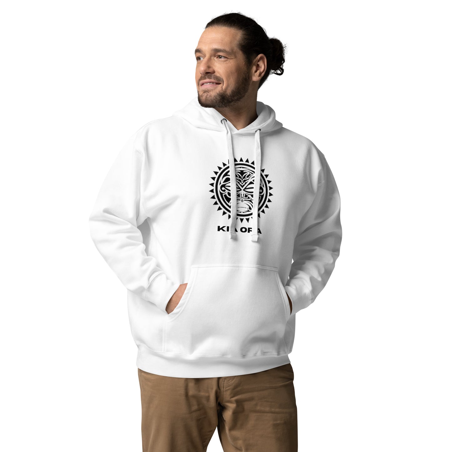 Sweat Shirt  à capuche Blanc pour Homme - Visage Maori  - KIA ORA