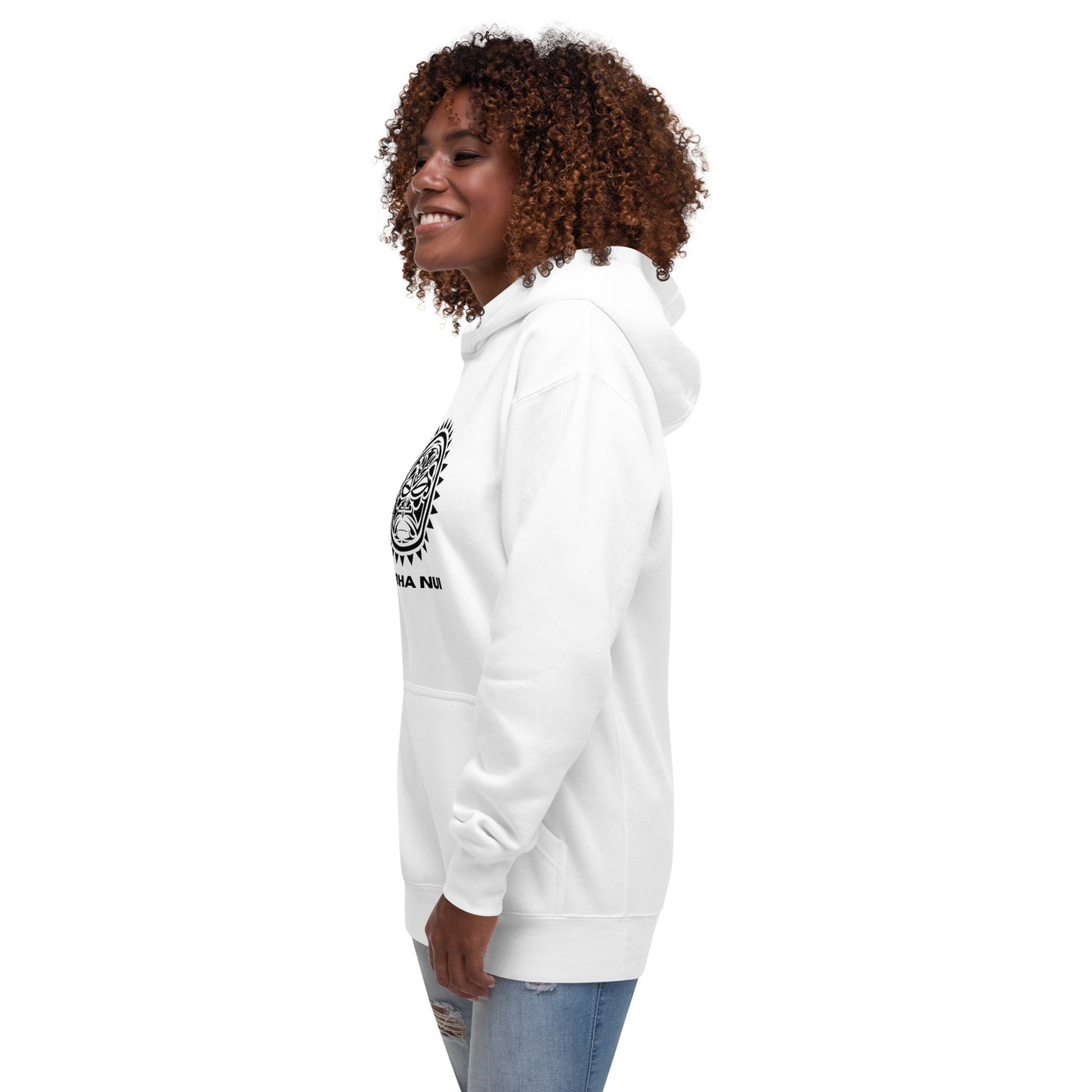 Sweat Shirt à Capuche Blanc pour Femme - Visage Maori  -  AROHA NUI