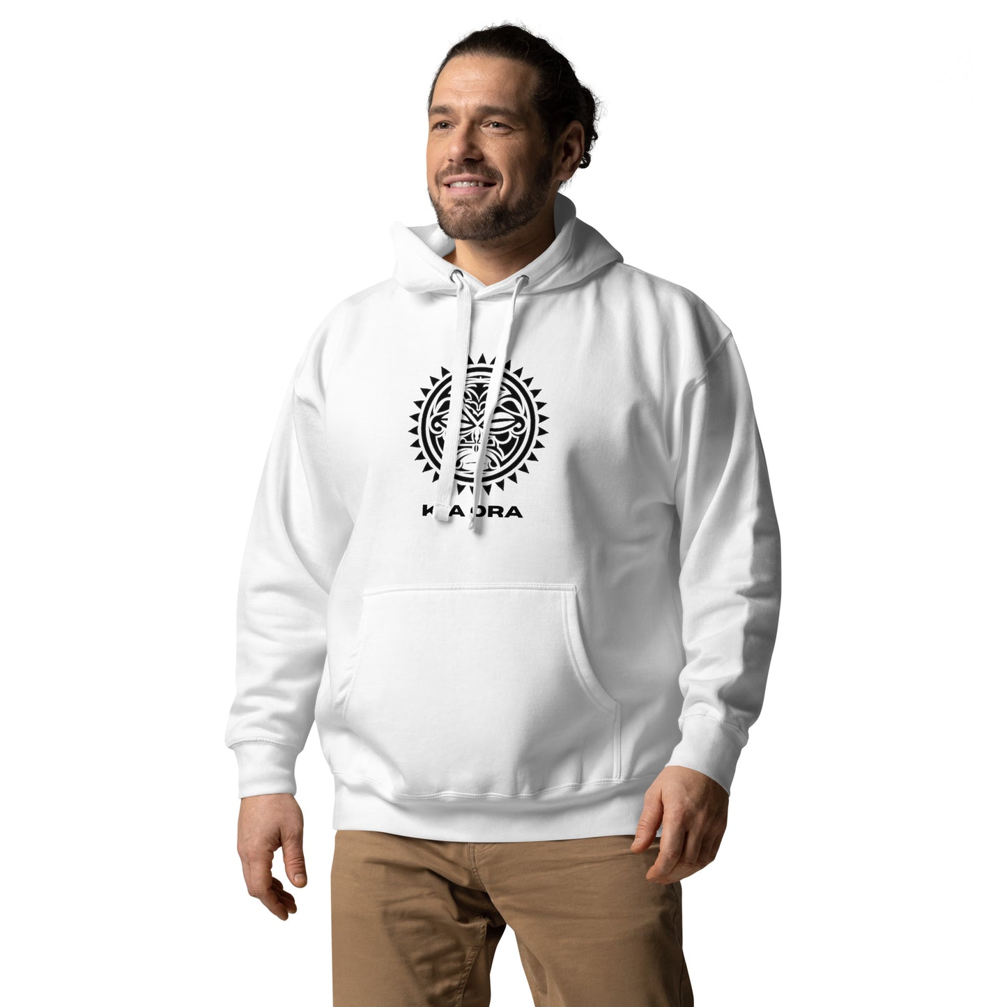 Sweat Shirt  à capuche Blanc pour Homme - Visage Maori  - KIA ORA