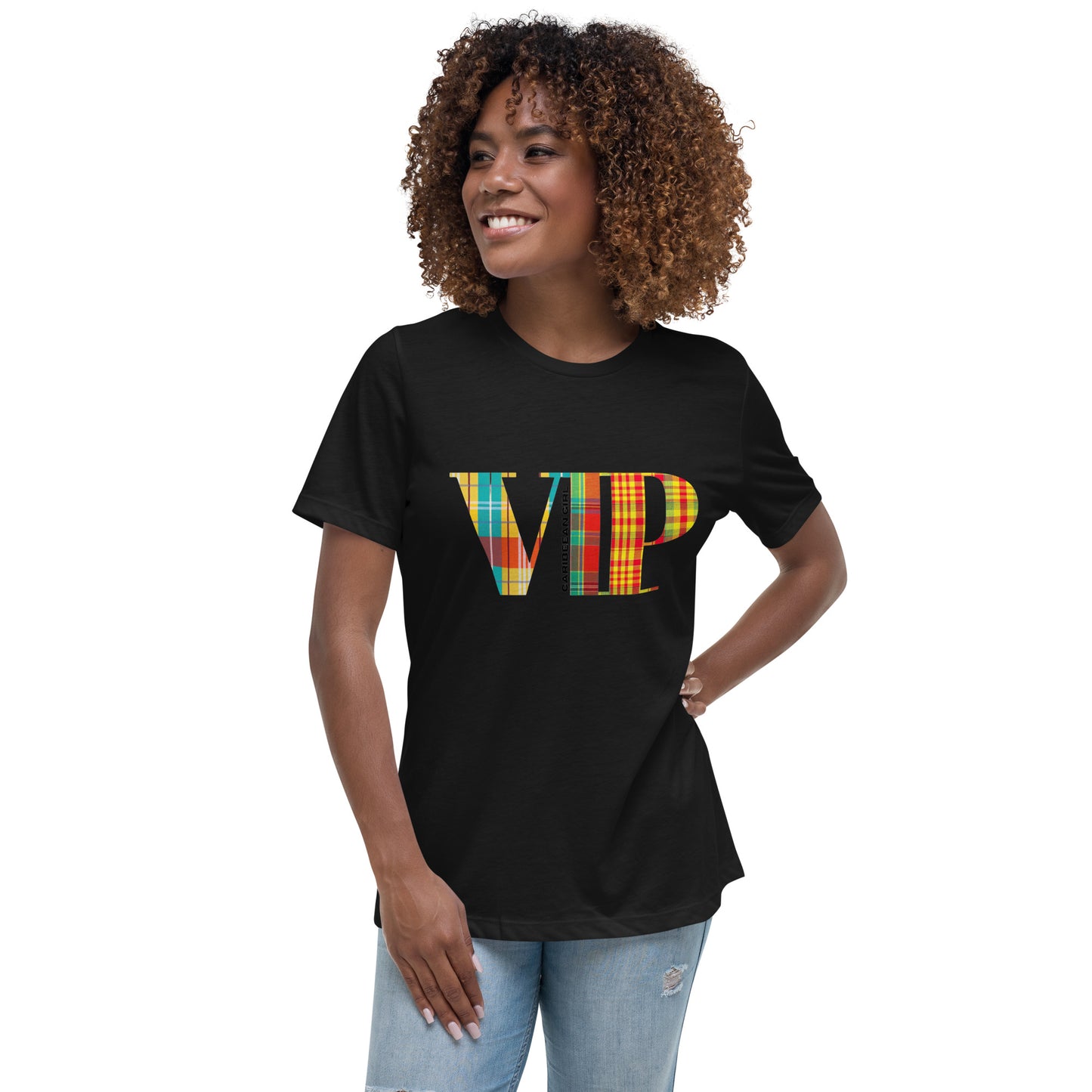 T-shirt Imprimé Madras Femme - VIP Caribeean Girl - T-shirt Femmes - Guadeloupe - Martinique - Antilles