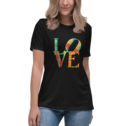 T-shirt Imprimé Madras Femme - LOVE - T-shirt Femmes - Guadeloupe - Martinique - Antilles