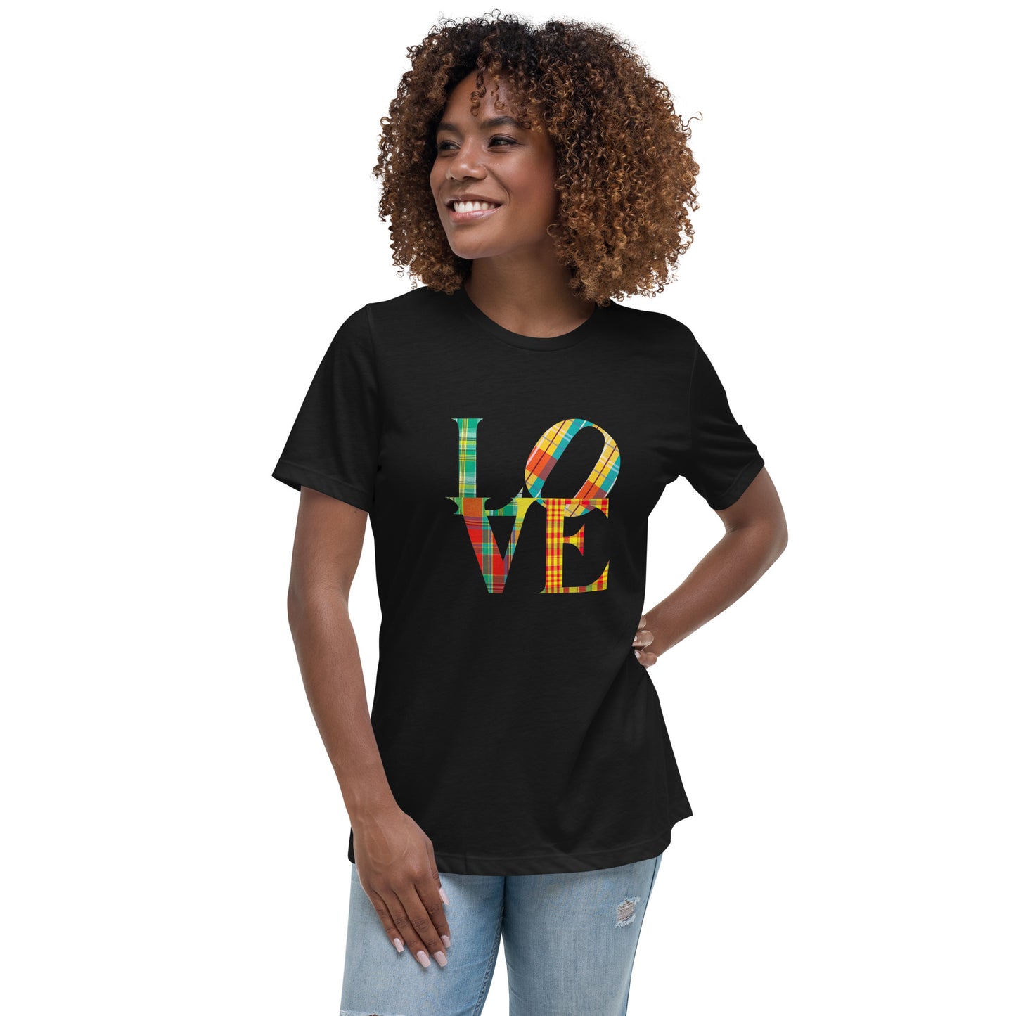 T-shirt Imprimé Madras Femme - LOVE - T-shirt Femmes - Guadeloupe - Martinique - Antilles